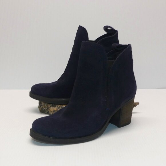 Women's Bos&Co Belfield blue ankle block heel boot suede sz 8/8.5 - Picture 1 of 11